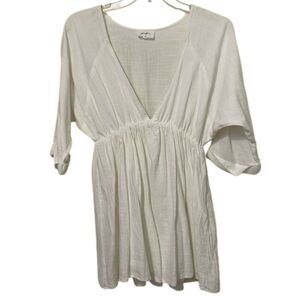 Girl and the Sun Verity White Linen Cotton Mini Dress Womens Size Extra Small